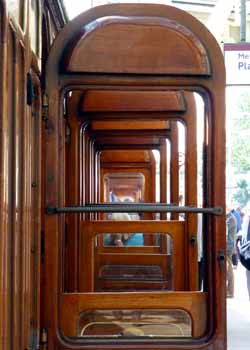 many open train doors Metropolitan Railway bogie stock