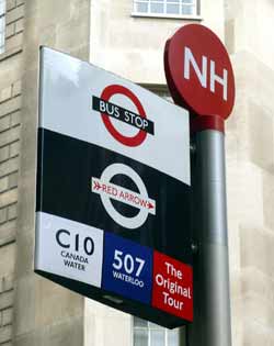 Red Arrow Bus Stop Flag.