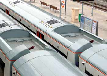 Class 378 train empty pantograph well.