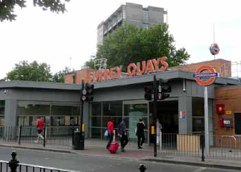 Surrey Quays station building.