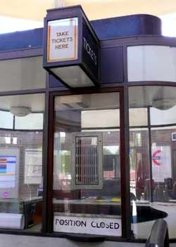 Park Royal station passimeter window.