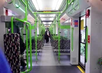 Inside Tramlink Stadler Variobahn tram.