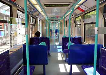 inside B07 DLR train transverse seats