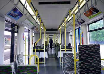 Inside Tramlink Bombardier Flexity Swift CR4000 tram.