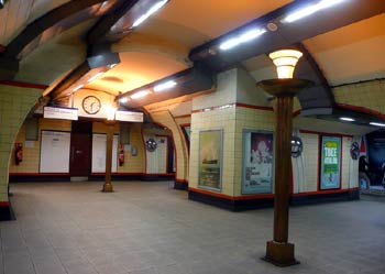 Art Deco uplighters Bounds Green station.