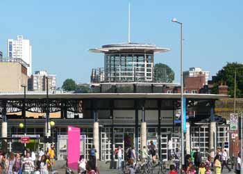 Lighthouse at Woolwich Arsenal railway station.