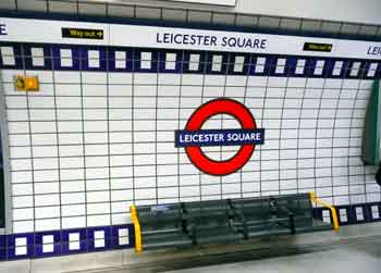 Leicester Square platform wall mural.