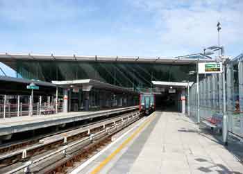 DLR train platform 17 Stratford Station London.