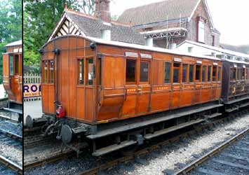 1889 London Chatham & Dover Railway (LCDR) brake van No.114 in varnished teak livery.