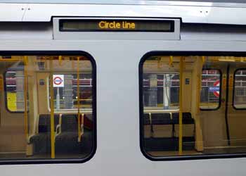 Line name on S Stock train side.