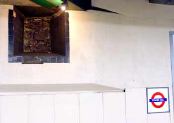 Historic wall of London at Tower Hill station.