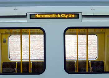 Line name on S Stock train side.