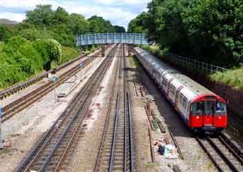 Looking from the bridge outside South Ealing station.
