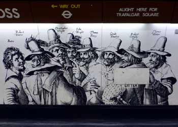 Charing Cross station Bakerloo line wall mural.