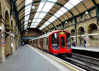S Stock train Notting Hill Gate station.