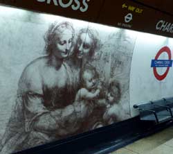 Charing Cross station Bakerloo line wall mural.