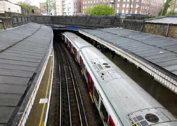Train at Bow Road station.