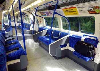 Wheelchair space inside Northern Line 1995 Tube Stock.