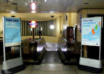 Escalator at St Johns Wood Underground Station.