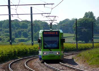 Tramlink sunshine open countryside.