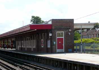 Partially disused platform building at Becontree station.