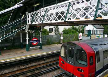 Footbridge at Woodside Park station.