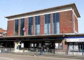 street view of Art Deco Acton Town station.