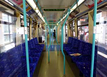 inside B07 DLR train longitudinal seats