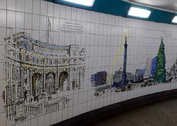 Cockspur Street pedestrian subway mural Trafalgar Square London.