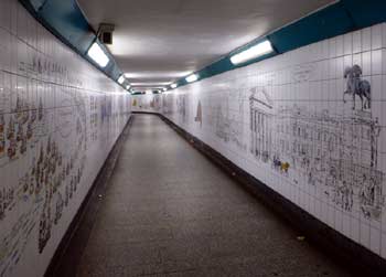 Cockspur Street pedestrian subway mural Trafalgar Square London.