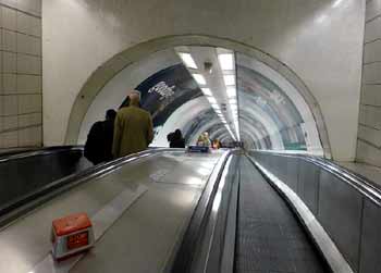 Bank station London moving walkway.