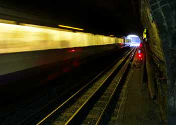 Westbound tracks west of Gloucester Road station.