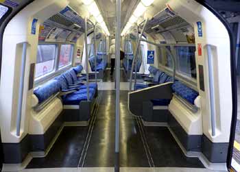 Wheelchair space on Jubilee line 1996 tube stock train.