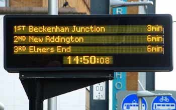 Tramlink station real-time information display.