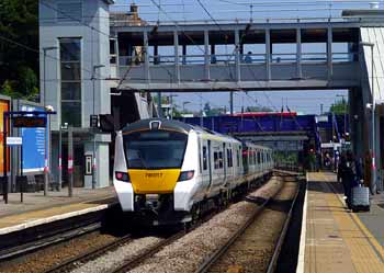 Class 700 Thameslink train overhead wire West Hampstead.