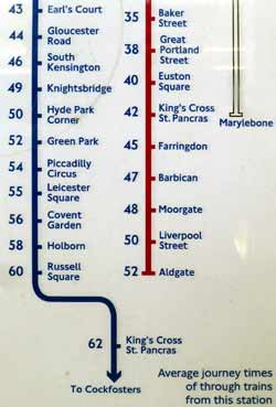 Ickenham station journey time chart.