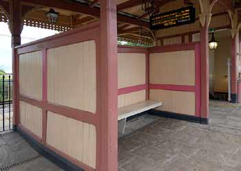island platform seating bay at Hanwell station.