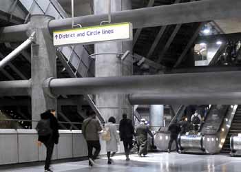 Interchange walking route at Westminster station London.