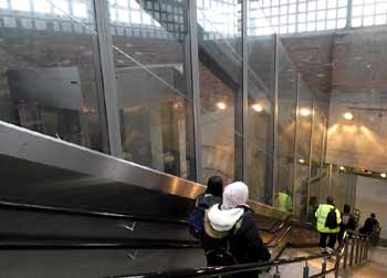 part way along stairs, escalator, incline lift Greenford station.
