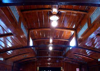 decorative etched clerestory glass preserved North Eastern Railway Autocar.