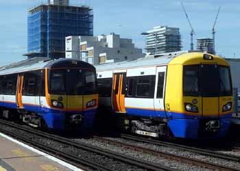 Class 378 trains in new and old liveries.