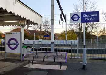 Chadwell Heath platform name signs.