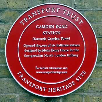 Heritage plaque at Camden Road station.