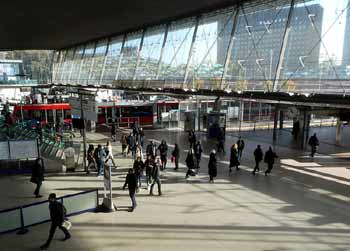 Stratford station London low level DLR platform 16 .