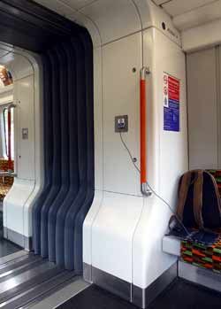 USB power sockets between carriages class 710 train.