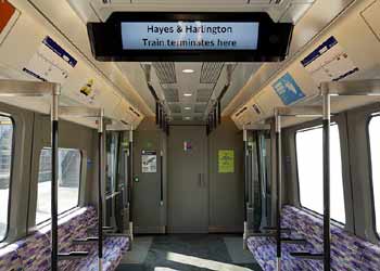 inside Class 345 train near drivers cab.