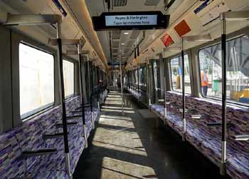Class 345 train inside solely longitudinal seating.