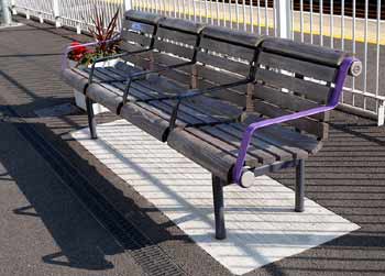 Elizabeth line station platform seat.