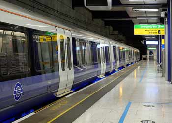Class 345 train Heathrow Airport railway station Terminal 5.