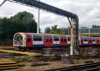 normally non-driving trailing end of a Central line 1992 Tube Stock train.